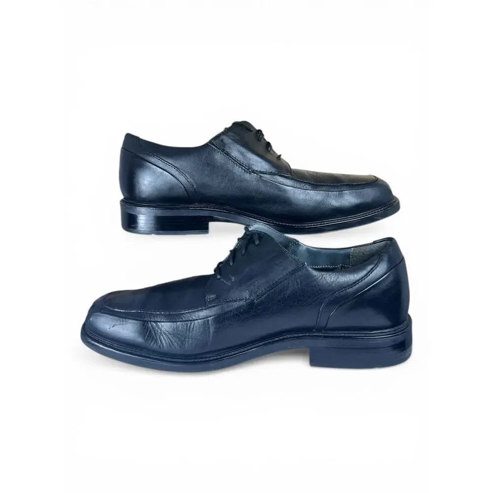 Dockers Black Leather Derby Dress Shoes 12W Wide Square Toe Lace Up
